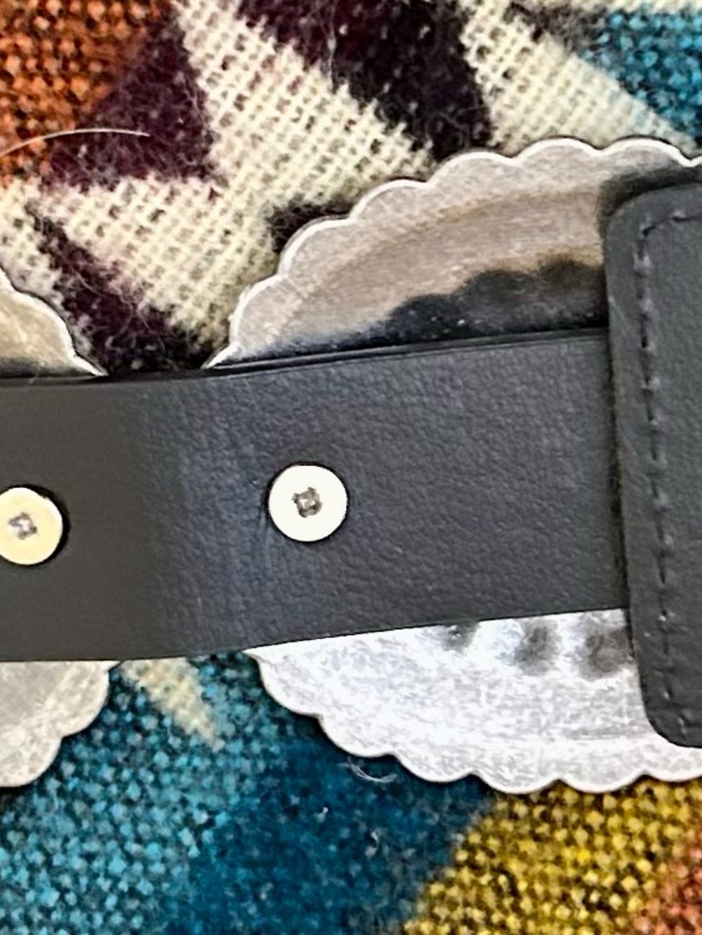 Antthony Orig Silver Conchos w/ Turquoise Oval Center Snap Stretch Elastic Belt - Picture 6 of 9